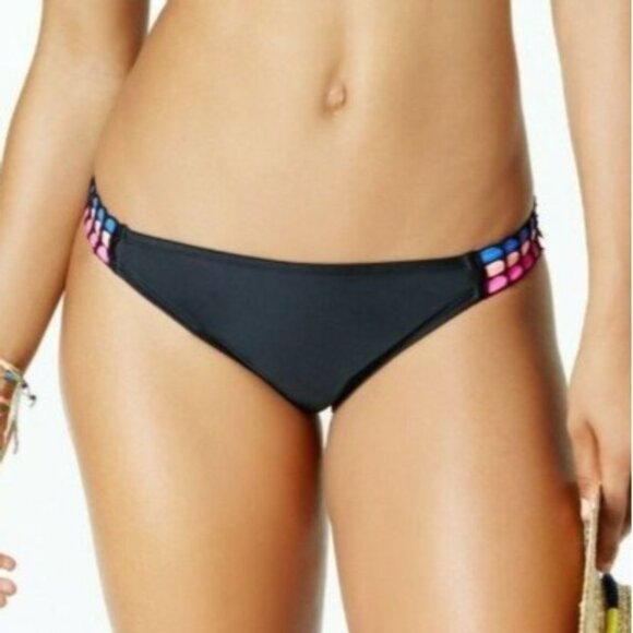 NEW‎ California Waves Hipster Low-Rise Bikini Swim Bottom Black Multi, Size XS - Picture 3 of 10